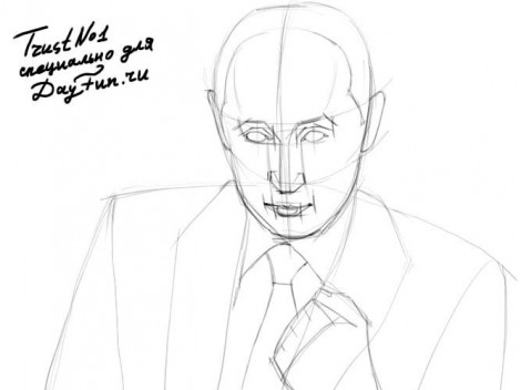 Как нарисовать Путина карандашом поэтапно 2